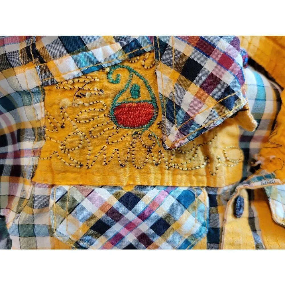 Vintage boys shirt retro plaid western small 12m